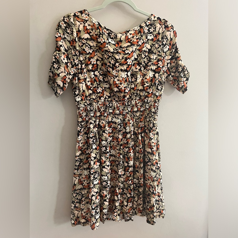 NWT Free People floral charcoal combo color mini dress size 6 - Picture 8 of 11